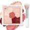 Boobeen Fard à joues compact pour le visage, fard à joues en crème mat et chatoyant, palette de poudre de fard à joues modulable pour un éclat naturel durable, avec pinceau