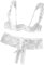 Lilosy Women Sexy White Floral Lace Sheer Lingerie Set Underwire See Through Bra and Panty, Half-cup White, XS