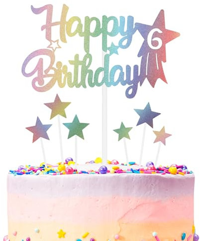 Rainbow Birthday Cake Decoration, Number 6 Rainbow Cake Topper, Any Holiday and Party Cake Color Decoration, Birthday Celebration Decoration for Boys and Girls