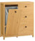 SoBuy Armoire à Linge avec Sac à Linge, Meuble Bas de Salle de Bain, Commode pour Salle de Bain, Armoire Toilette avec 3 Tiroirs et 1 Panier à Linge, Naturel Foncé, 80x35x90 cm, BZR97-SN
