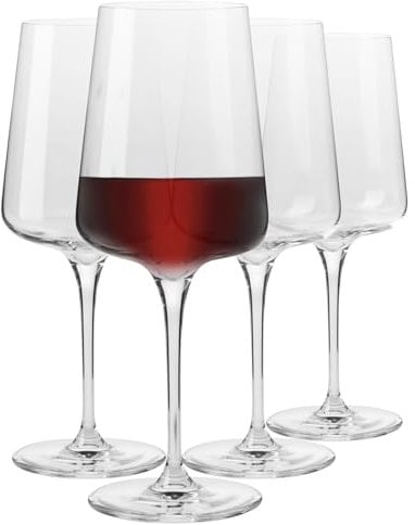 Krosno Klauenglas Rotweingläser | Elegantes Design | 4er Set | 500 ML | Traditionelle Handwerkskunst | Ideal für Zuhause, Restaurant und Party | Spülmaschinenfest
