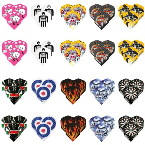 Harrows Lustige Dart Flights | 20 x Sets Dart-Flights (insgesamt 60 Flights), 100-Mikron-Dart-Flights, extra stark, hergestellt in Großbritannien, professionelles Dart-Zubehör