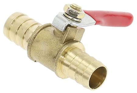 JOSUR 1pcs Red Handle Small Valve, 6mm-12mm Hose Barb Inline Brass Water Oil Air Gas Fuel Line Shutoff Balls Valves Pipe Fittings(10mm)