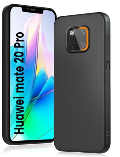 HuwaiH Handyhülle für Huawei Mate 20 Pro Hülle, Anti-Schock Schutzhülle, Unterstützt kabelloses Laden, Antikratzer Anti-Fingerabdruck rutschfest Schwarz TPU Hülle für Huawei Mate 20 Pro
