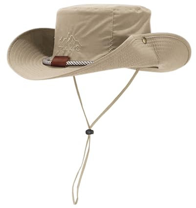 JFAN Sombrero de Pescador Hombre Mujer Sombrero de Sol con ala Ancha Plegable Gorro Senderismo Safari Impermeable Caqui