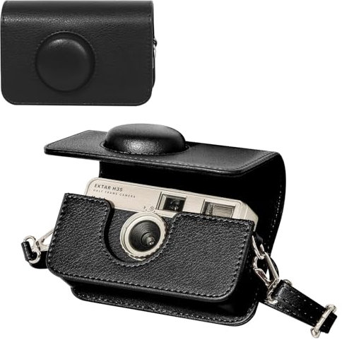 wogozan Camera Case for KODAK EKTAR H35 H35N/F8/F9/VIBE 501F Half Frame Film Camera, PU Leather Camera Case for KODAK Camera Carrying Protective Case with Shoulder Strap (No Camera) - Black