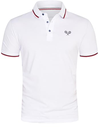 behype. Herren Kurzarm Poloshirt Freizeit Polo T-Shirt Männer Tennis Polo-Hemd Regular-Fit in Piqué-Qualität RR_MP-345-Weiß-S