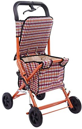 Rollator Einkaufswagen, zusammenklappbar, Aluminium, Mobilitätshilfe mit 4 Rädern, höhenverstellbarer Sitz, ideal für ältere Menschen