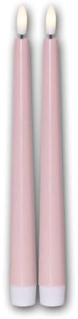 Star Trading 060-24 LED-Stabkerze Flamme Candy, 2er Set pastellpink, Kunststoff, ca. 2,3x26 cm, naturgetreue Flamme, Batterie, Timer, Vierfarb-Karton