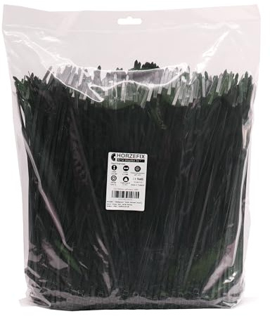 HORZEFIX Kabelbinder set 1000 Stück schwarz und weiß UV Beständig und Temperaturbeständig breite 2,5 x 100 mm 3,6 x 140 4,8 x 200 4,8 x 300 selbstsicherend (schwarz, 3,6 x 140 mm set= 1000 Stück)