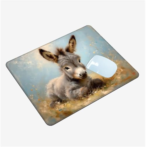 Mauspad Klein 290x240mm, Mini Mousepad Tier Schreibtischunterlage, wasserdichte Gaming Mauspad Esel Mauspads mit Vernähten Kanten, rutschfeste Mouspad, Tragbar, Schreibtisch Zubehör Aesthetic T1-1354