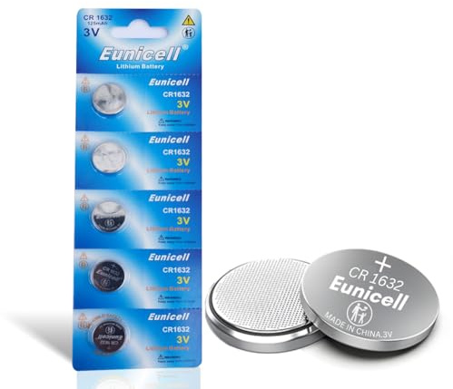 5 x CR1632 Eunicell 3V Lithium Coin Cell Button Batteries For Apple Airtags, Key Fobs, Home Devices, Fitness and Medical Accessories
