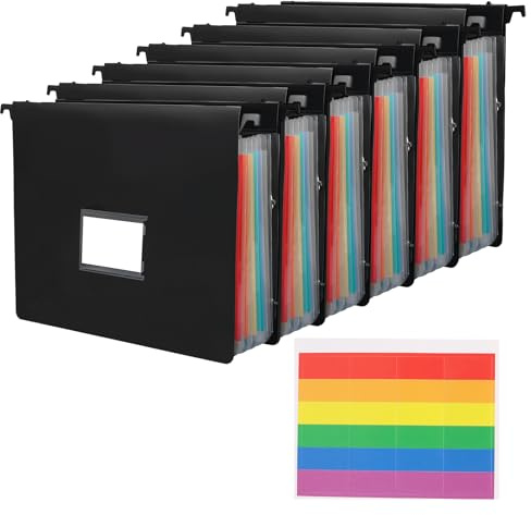 ZEONHEI 6 Carpetas Acordeón A4 con 7 Compartimentos Expandibles, de Plástico, Organizador de Documentos para Oficina, Escuela y Hogar