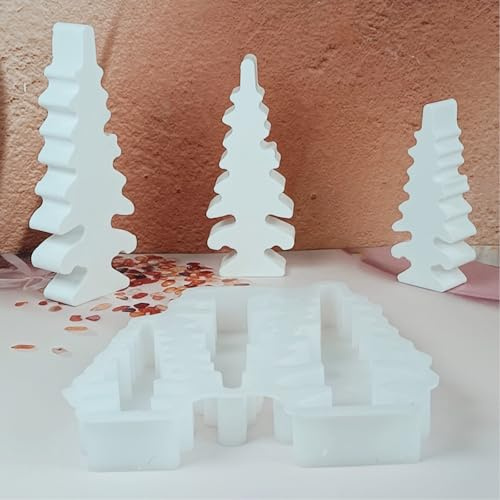 Silikonformen Gießformen Baum, 3 Stück Silikonform Weihnachtsbaum Silikonform Tannenbaum Gips Zum Gießen Gießformen Silikon Weihnachten Silikonformen gießformen Weihnachten für Kerzen Gips (D)