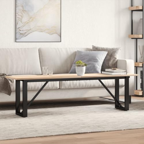 Holamys Couchtisch O-Gestell 160x40x45 cm, Massivholz Kiefer & Stahl, eleganter Beistelltisch für Wohnzimmer, Stabiler Konsolentisch, natürliches Material