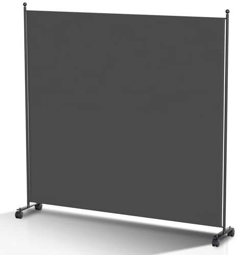 Monucep Paravent Raumteiler 187x181x30cm, klappbar Freistehend Trennwand auf Rollen und Bremsen, Umkleide Sichtschutz Wand Raumtrenner, Stellwand für innen Outdoor Garten Büros Terrasse, Dunkelgrau