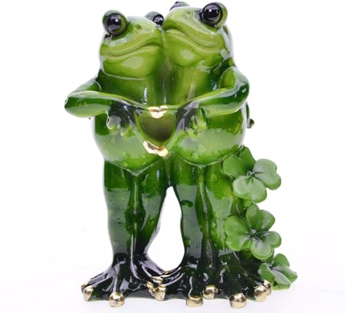 PAEFIU 1 Paar Frosch Figur Garten Statue, Liebespaar Frosch Harz Dekofigur, Valentinstag Frosch Skulptur, wasserdichte Tiere Spielzeugmodell, für Moos, Blumentopf, Rasen, Terrassen Deko (Stil 3)