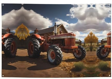 Rotes Traktor-Feiertagsbanner bedruckte Partydekorationen geeignet für Feiertagsfeiern und Zeremonien Dekorationen 180,3 x 119,4 cm