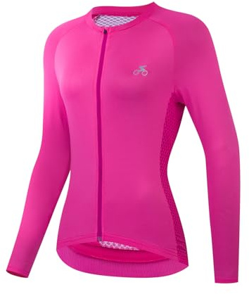 spocyclife Maillot de cyclisme à manches longues pour femme - Respirant - Maillot de vélo de course - Très élastique - Avec 3 poches arrière