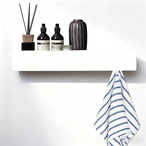LINTRA Schlüsselablage Wand, Schlüsselaufhänger mit Ablage, Multifunktionale Schlüsselbrett Modern, Weiß Schlüsselboard, für Flur, Wohnzimmer, Schlafzimmer