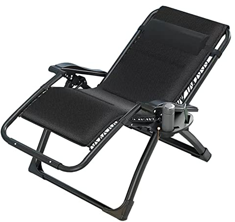 Sonnenliege - Klappbarer Liegestuhl für Erwachsene Camping & Rasen - Schwarz Outdoor Fell Bequemer Liegestuhl Relaxende Sonnenliege