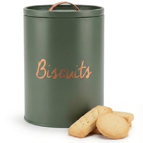 Besto Biscuit Tin Airtight | Ivy Biscuit Barrel with Metal Lid & Airtight Seal | Biscuits Canister & Jar for Storing Cookies & Rusks | Approx 2.7 Litre Capacity
