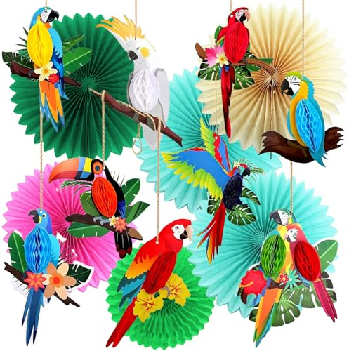 15 Stück Hawaii Deko, Sommerparty Deko mit Papagei Tropische Vogeldeko, Gartenparty Deko, Cocktailbar Deko, Dschungel Deko Geburtstag, Hawaii Deko Geburtstag, Hawaii Tischdeko