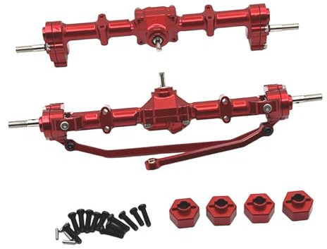 QUXVUIS Hochwertiges Achsengehäuse Set aus Metall für RC Modellautos im Maßstab 1:12 – Ersatzteile für EIN realistisches Fahrgefühl. Einfache Montage. RC Modellauto, Rot, 15cm