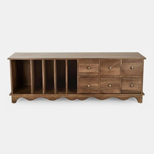 Loberon Sideboard Jomilas - Perfekte Höhe für Kinder - für Bücher Spielzeug & mehr - Bietet viel Stauraum - Kommode - Mangoholz - Messing, braun