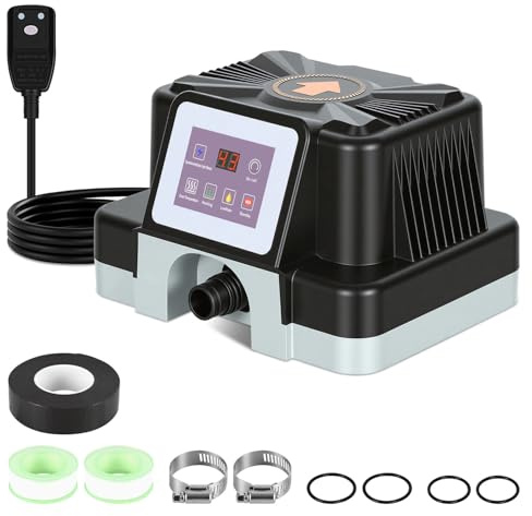 Vkechh Riscaldatore Piscina Elettrico 3KW, per Piscine Fuori Terra Fino a 3 m³, con Protezione Differenziale e Antiribaltamento, Display Digitale, Corpo Impermeabile, Attacco 32-38 mm
