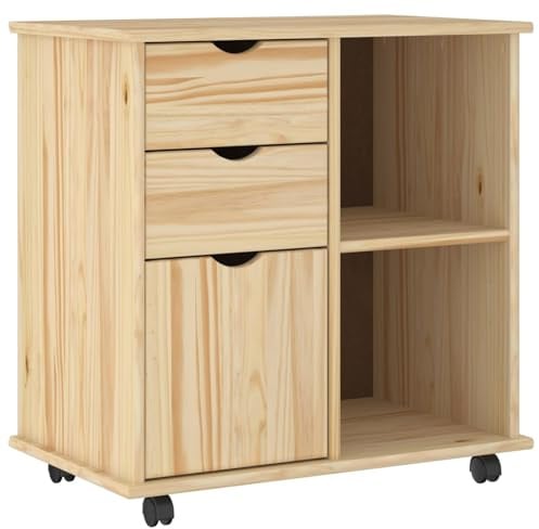 vidaXL Rollschrank 63,5 x 39 x 65,5 cm Massivholz Kiefer Braun