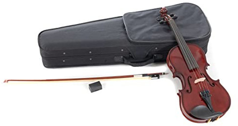 PURE GEWA Violino Set HW in Legno Massiccio 3/4 Pronto per Giocare con Mentoniera, Cordiera con Tiracantini, Archetto, Colofonia, Astuccio con Tracolla