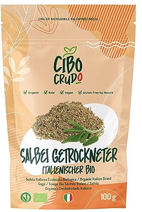 Bio Getrockneter Salbei Blätter - 100g. Salbeitee Bio Lose auch zum Würzen von Fleisch Suppen oder Soßen. Salbeiblätter Getrocknet.