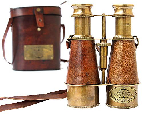 Royal Victorian Marine Brass Leather Binocular Sailor Instrument London 1915