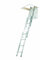 ABRU 36003 3 Section Compact Aluminium Loft Ladder with Handrail, Comfort D-Shaped Rungs, Stowing Pole, 150kg Load Capacity, Safety Certification EN14975, 5 Year Guarantee, Silver