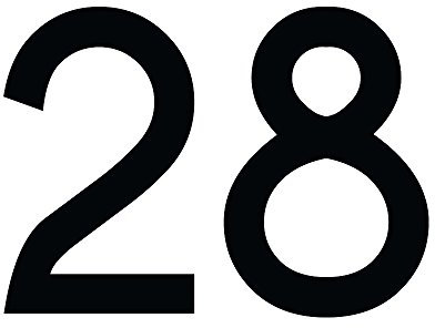 1peak Hausnummer Aufkleber 28 in schwarz, 20 cm groß, für Mülltonne, Tür, Tor & div. Beschriftungen, wetterfest
