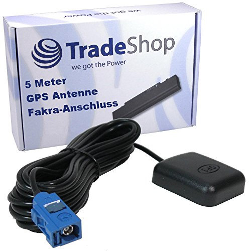 Trade-Shop Magnetische GPS-Antenne mit Fakra-Anschluss Stecker 5 Meter Kabel Adapter Magnetfuß für Mercedes Command APS W211 (E-Klasse), APS 50 W209 (CLK-Klasse), NTG 1, NTG 2, NTG 2.5, NTG 3, NTG 4