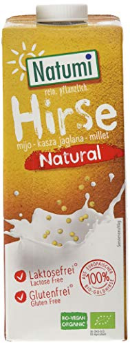Natumi Hirsedrink Natural Ungesüßt Hirse Drink Bio Veganer Milchersatz, Neutral, 1 ltr (6er Pack)