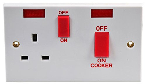 Pro Elec 95288 N 45A DP Herd-Kontrollschalter und Steckdose mit Neon