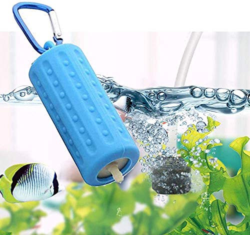 Aquarium Air Pumps, NEKOSUKI Mini USB Ultra Silent Aquarium Fish Tank Oxygen Air Pump with Air Stone and Silicone Tube, High Efficiency, Energy Saving, Plug and Play, 5V (Light Blue)