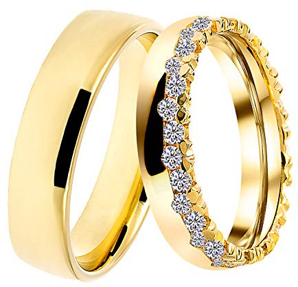 DOOSTI Trauringe/Eheringe CROWN Silber 925/- hochwertig gelbgold vergoldet – inkl. Gratis Gravur