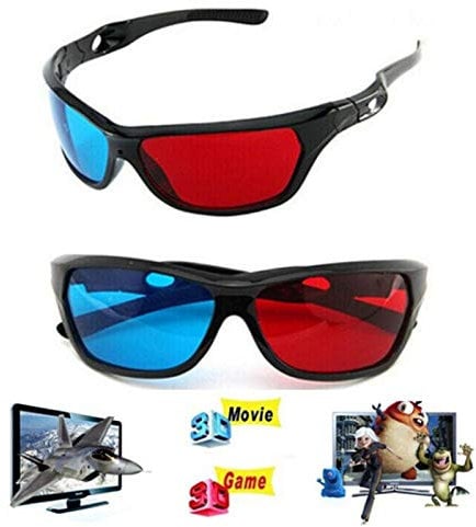 VizGiz 2 Pack 3D Glasses for TV Cyan Red Blue 3 Dimensional Glasses for Anaglyph Stereoscopic Movie Comic Book Photo Projector Computer Screen Game DVD Film Television Home Theater