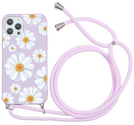 Yoedge Funda con Cuerda para Huawei P20 Lite-5,84, Funda de Silicona AntiChoque Suave TPU para Teléfono Móvil con Colgante Ajustable Collar Correa para el Cuello Cadena Cuerda, Pétalo