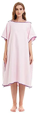 RONGJJ Surf-Poncho Damen Baumwolle Schnelltrockend Bademantel Poncho, Handtuch Kleid Badeponcho Damen Erwachsene, Gemütlicher Bademantel Und Umkleidehilfe, pink