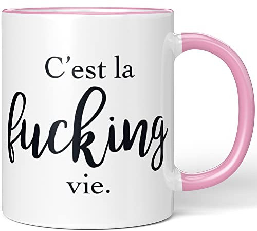 JUNIWORDS Tasse, C'est la Fucking Vie, Wähle Farbe, Rosa