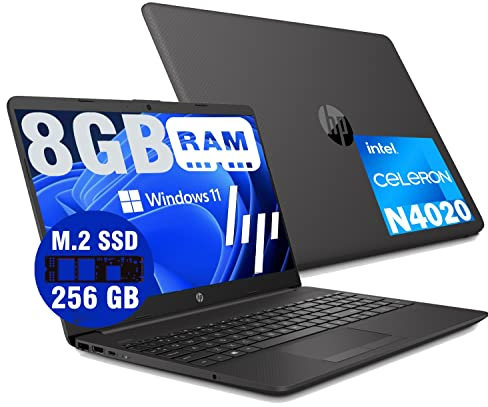 HP Notebook Portatile Full HD Intel N4020 Fino a 2,8Ghz,15,6 Hd,Ram 8Gb Ddr4,Ssd 256 Gb M2,Hdmi,Usb 3.0,Wifi,Lan RJ-45, Bluetooth, Webcam, Windows 11 Pro