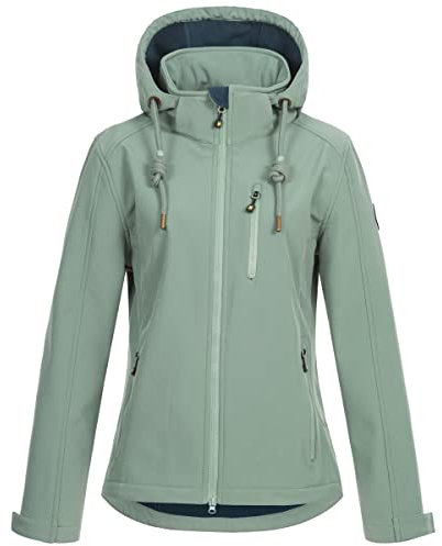 Ankerglut Damen Damen mit Abnehmbarer Kapuze Gefüttert Übergangsjacke Windbreaker #Ankerglutfreude Softshelljacke, slate gray, 42 EU
