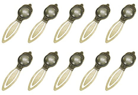 Woogim Vintage-Lesezeichen aus Metall, Bronze, dekorative Retro-Lesezeichen mit klaren Cabochons, DIY-Lesezeicher, Metall, für Studenten, Kinder, Schule, Buchclub, 10 Stück