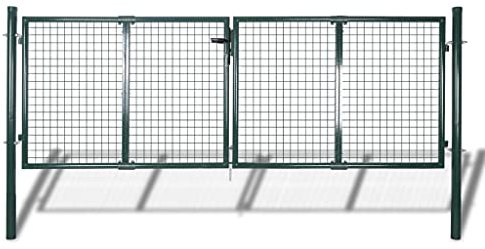 Hommdiy Gartenzaun Tor 289x125 cm/306x175 cm Stahl Grün