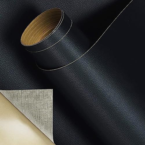 Arespark Kunstleder selbstklebend 150 X 40 cm, Leder Patch Selbstklebend, Leder Reparatur Patch Lederreparaturband, leder reparatur set für Sofas, Handtaschen, Jacken (Schwarz)